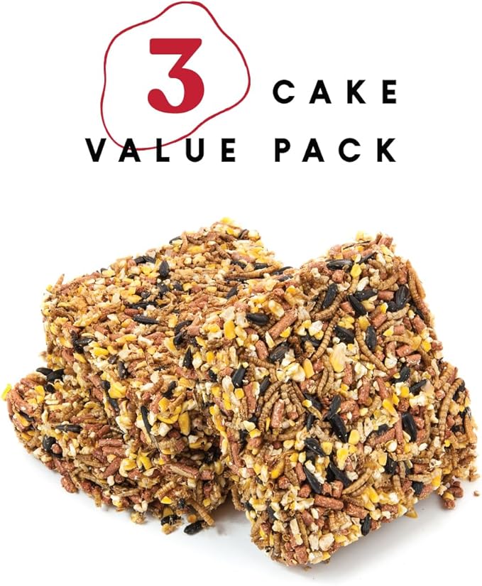 Manna Pro Mealworm Medley Cake, Chicken Treats & Food, High-Protein Snack for Chickens, Turkeys, and Backyard Birds, 19.5 oz