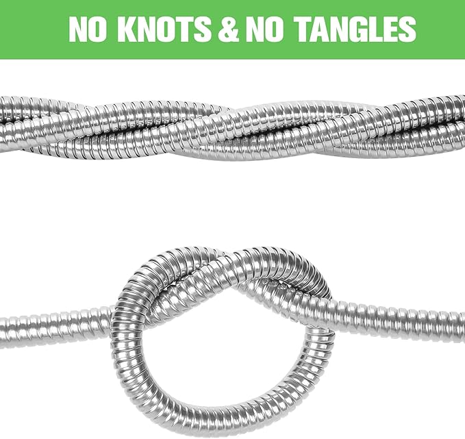 TVKB Metal Garden Hose 75ft Stainless Steel Water Hose Super Tough Flexible Water Pipe with 3/4 inch Brass Fittings and Sprayer Nozzle, Kink & Tangle Free, Rust Proof