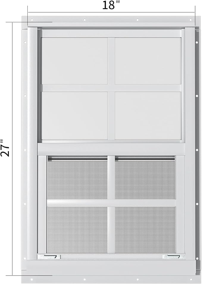 WRISIN 2 Pack Shed Windows 18" W x 27" H Flush Mount, White Household Windows for Playhouses, Barns, Chicken Coop