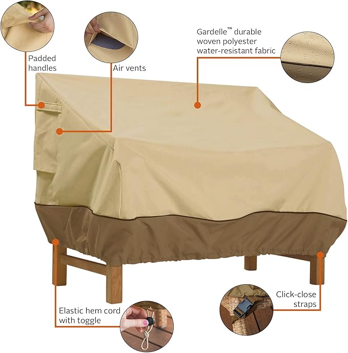 Classic Accessories Veranda Water-Resistant 75 Inch Patio Bench Cover, Patio Furniture Covers