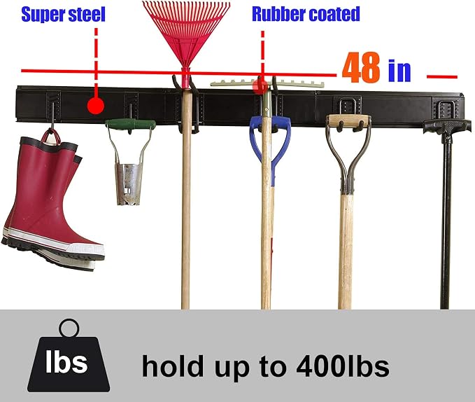 Ultrawall 24 inch Wall Mounted Folding Shelf Brackets and 9PC Garage Tool Hooks