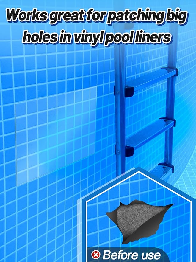 Aulock Exlarge Clear Pool Liner Repair Patch - 4ft x 2.8ft Self-Adhesive PVC Vinyl Patch Kit for In-Ground or Above Ground Pools Inflatable Swimming Pools Boat Air Mattress