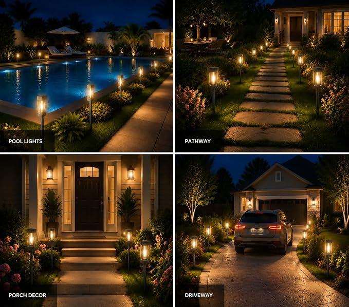Solar Lights Outdoor Waterproof – 8 Pack Solar Powered Garden Pathway Lights - IP65 LED Landscape Lighting for Walkway Patio Lawn Yard Porch Decor