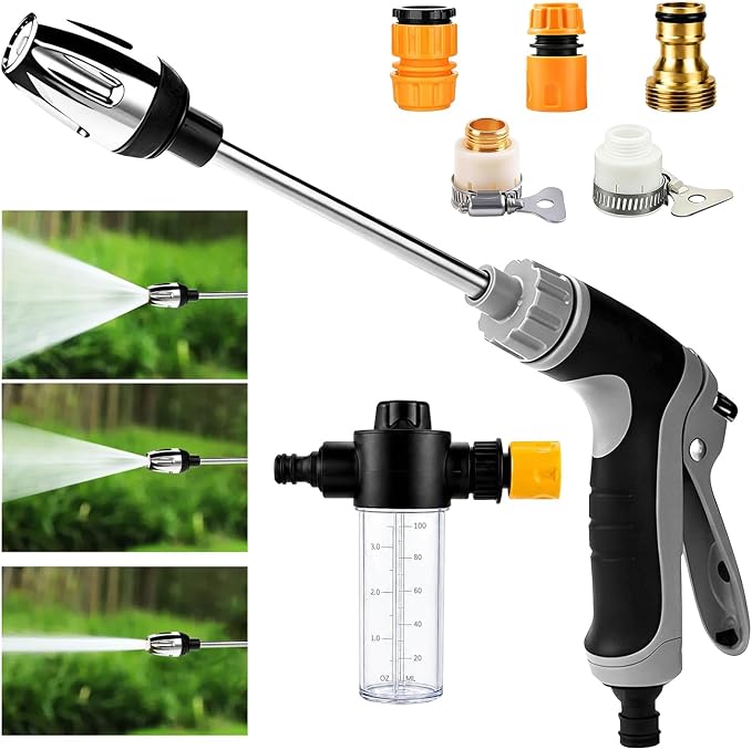 Turbo High Pressure Washer Jet, Heavy Duty Garden Hose Nozzle, Turn Any Hose into a High Pressure Water Cleaning Jet, Multi-Function Water Sprayer for Yard, Car, Pet Washing & Outdoor Cleaning