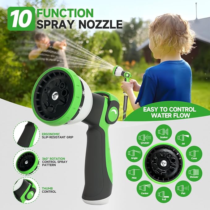 Garden Hose 100ft Flexible Non-Expandable Water Hose Ultra Lightweight Kink-Free Leak-Proof Durable & Abrasion-Resistant with 3/4" Brass Fittings for Patio Yard RV and Outdoor Use