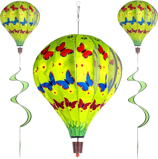 2Pack Hot Air Balloon Wind Spinner Garden Windmills and Spinners Decorations Large Outdoor Hanging Decor Lawn Yard Windsock Ornaments Colorful Butterfly Wind Hanging Ornaments