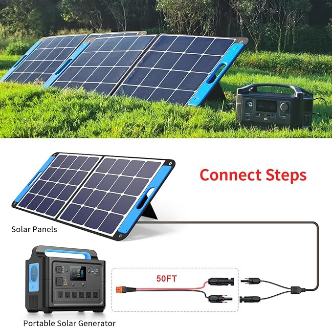 ELFCULB 12AWG 50FT Solar to XT60i Cable 2 10 25 35 50 75 100FT Solar Connector to XT60i Adapter Cable for Portable Power Station (50FT)