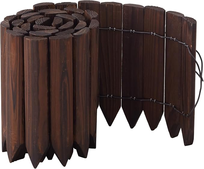 GHWIE Wood Garden Edging Border Fence, 7.9" Height Wooden Decorative Landscape Edging for Yard, Patio, Path, Flower Bed Barriers and Landscape Fencing,2PCS