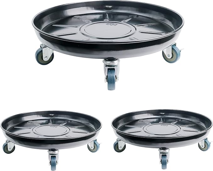 Plant Caddy with Wheels 12 Inch 2 Pack, Heavy Duty Metal Plant Stand & Dolly with Lockable Casters, Holds 160 lbs for Indoor Outdoor Large Flower Pots, Black
