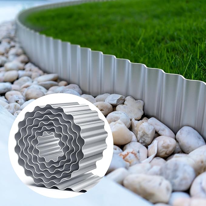 LAVEVE Corrugated Metal Garden Edging 3" x 100ft, Landscape Edging Border for Lawn, Flower Bed, Garden Fence, Paver Edging (Silver)