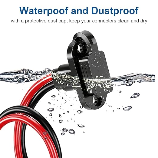 Linkstyle 2 Pcs 1FT 10AWG SAE Power Socket Sidewall Port to O-Ring Connector, Waterproof SAE Extension Cable with 10A 15A 20A 25A Fuses, for Solar Generator Battery Charger RV Motorcycle