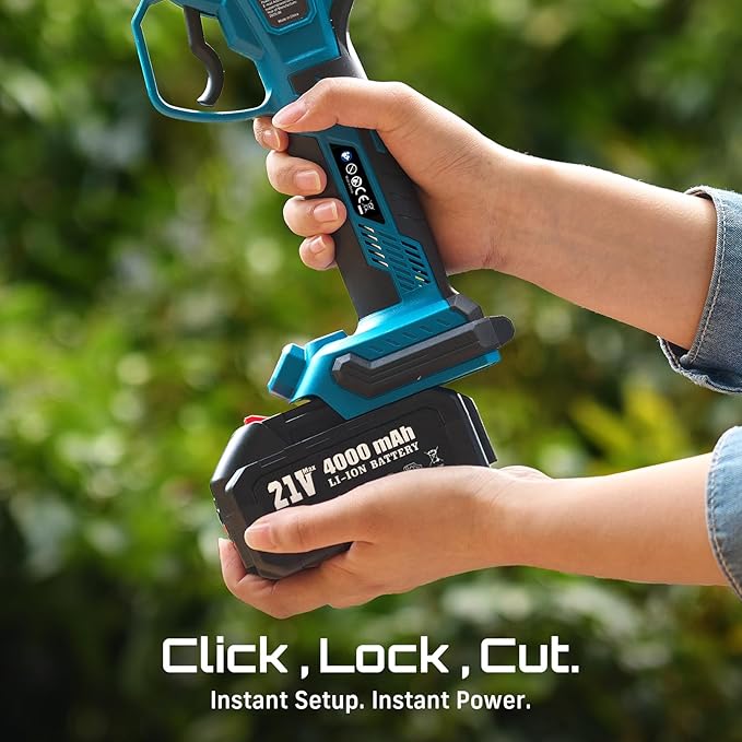 SEESII Electric Pruning Shears for Gardening: 1.8” Cutting Cordless Power Pruner - Brushless Motor, Dual 4.0Ah Battery, 4 Levels Adjustable Extra SK5 Blade Branches Cutter For Tree & Flower Trimming