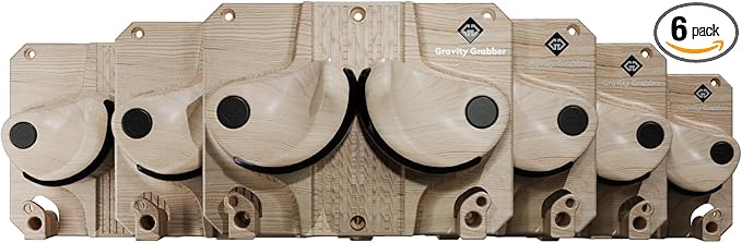 Gravity Grabber, The OG - Ski & Snowboard Wall Mount, Indoor Garage & Home Storage Organizer, Damage-Free Grip, Holds Skis/Boards/Poles/More, Space-Saving Premium Gear Rack, (Wood 6-Pack)