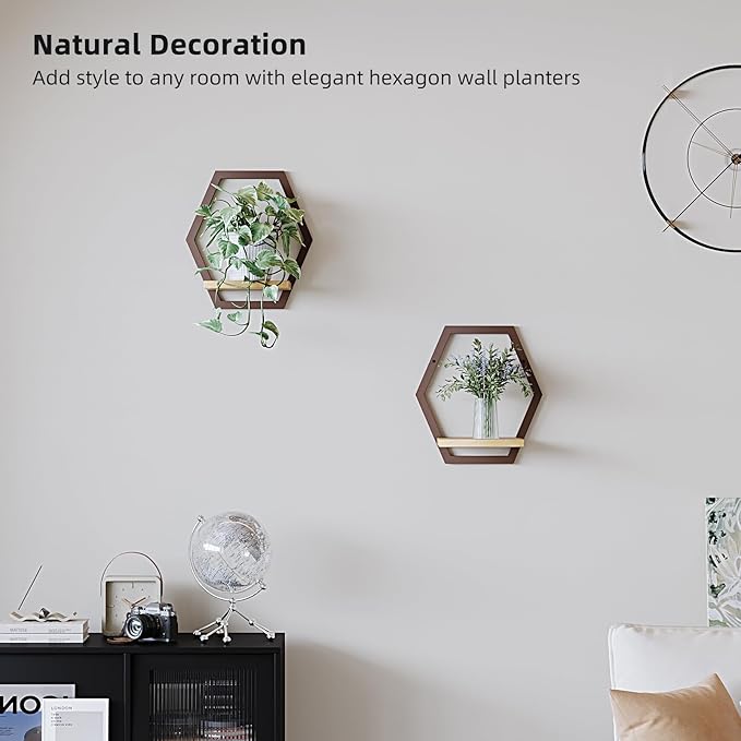 3 Packs Wall Plant Stand with Board (2 pack coffee)