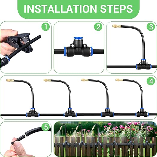 49.21FT Drip Irrigation System, 360° Adjustable Sprinkler Irrigation Kit, Plant Mister System for Garden Watering