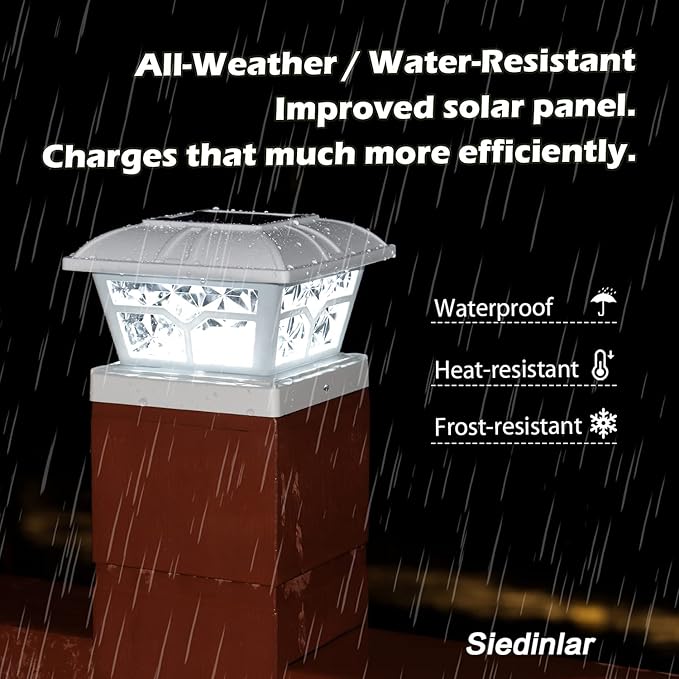 SIEDiNLAR Solar Post Cap Lights Outdoor 2 Color Modes 8 LEDs for 4x4 5x5 6x6 Posts Fence Deck Patio Decoration Warm & Cool White Lighting (4 Pack)