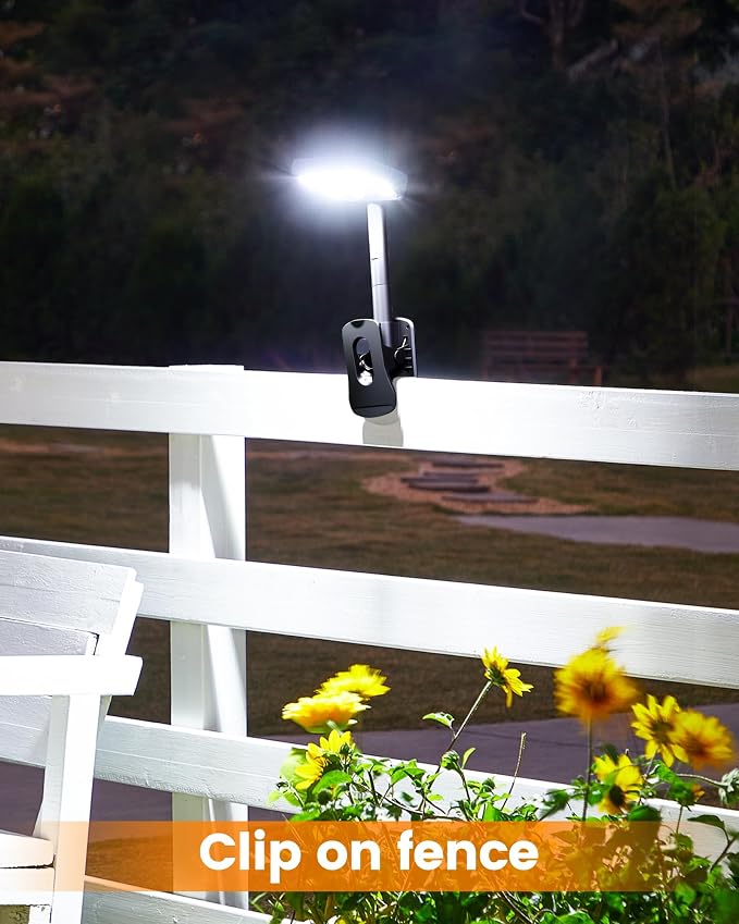 Clip On Solar Lights Outdoor, Motion Sensor Outdoor Lights, 92 LEDs 600LM Solar Fence Lights Outdoor Waterproof,Security Lights for Fence, Deck, Gutter (2, Clamp/Black/6000K)