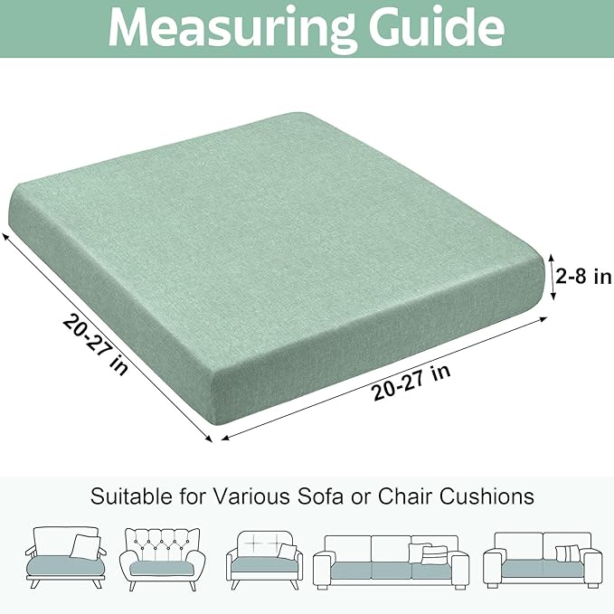 pickyNproud 8Pcs Patio Cushion Covers Stretch Outdoor Couch Cushions Slipcovers Replacement Washable Furniture Protector with Elastic Bottom Sofa Chair Seat Cover, Aqua Green