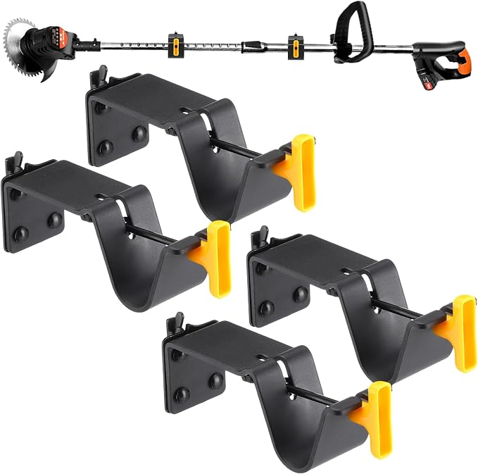 Tandefio 4 Pack Enclosed Trailer Weedeater Rack Steel Trimmer Mount Stores Weed Hedge Trimmers Organize Landscaping Tool Holder on E-Track in Trailer or Garage Equipment Accessories