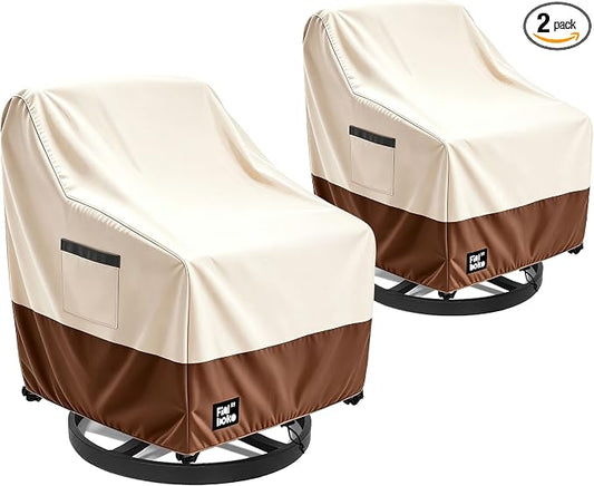 Patio Chair Covers 2 Pack,27Wx32Dx36H inches Outdoor Chair Cover,100% Waterproof Heavy Duty Outdoor Furniture Covers Waterproof,Beige&Brown Modern Style Patio Furniture Covers