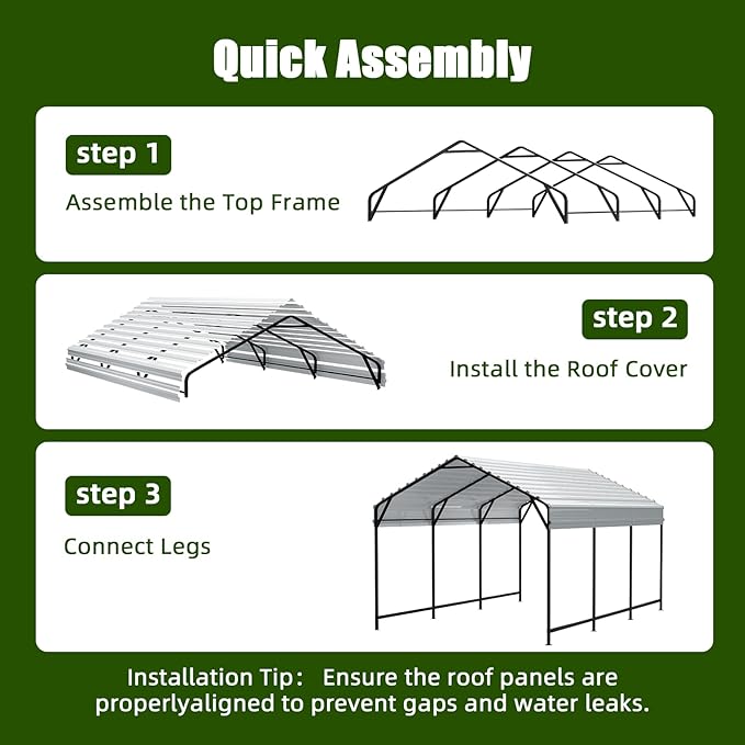Metal Carport Heavy Duty 20x20ft Outdoor Galvanized Steel Car Port, Vehicle Canopy Garage Shade, Multi-Use Shelter for Car, Boat, Tractors & Outdoor Storage