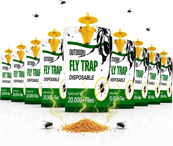 Fly Traps Outdoor 9 Pack, High-Capacity Disposable Water-Activated Hanging Bags - Outdoor Protection Pouches for Horse Stables, Barns, Ranches and Yards