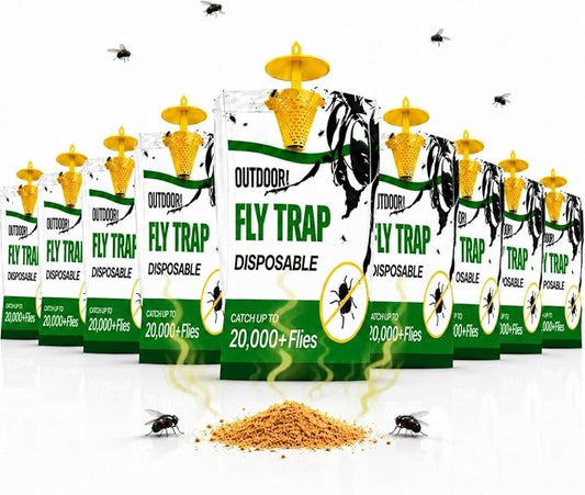 Fly Traps Outdoor 9 Pack, High-Capacity Disposable Water-Activated Hanging Bags - Outdoor Protection Pouches for Horse Stables, Barns, Ranches and Yards