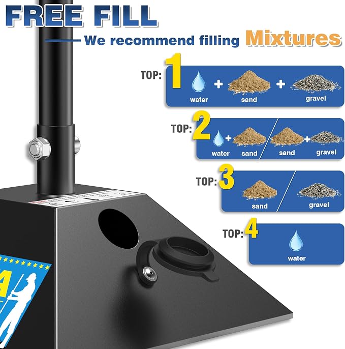 Steel Tamper 8"x8" with 49" Handle, Ground Tamper Tool Fillable Steel Base, Heavy Duty Compactor Tool Adjustable Length, Rubber Grip for Soil,Asphalt,Ground,Gravel,Paver,Yard and Blacktop Repair