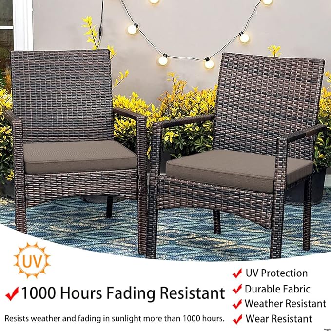 Magpie Fabrics Square Corner Seat Cushion, 18" x 18" x 2.5", 2 Pack, Indoor/Outdoor Waterproof Weather Resistant Universal Chair Pads for Patio Garden Dining - Brown