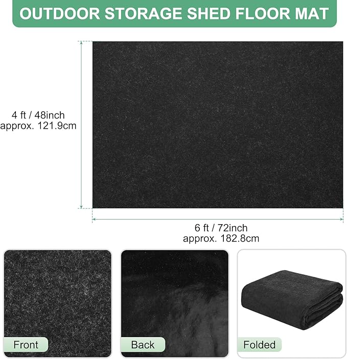 M METERXITY Outdoor Storage Shed Mat, 4x6 ft Waterproof Small Shed Flooring Mat for Patio Furniture Floor Protecting from Wear/Liquid/Dust/Oil, Non-Slip Carport Pad [Grey]