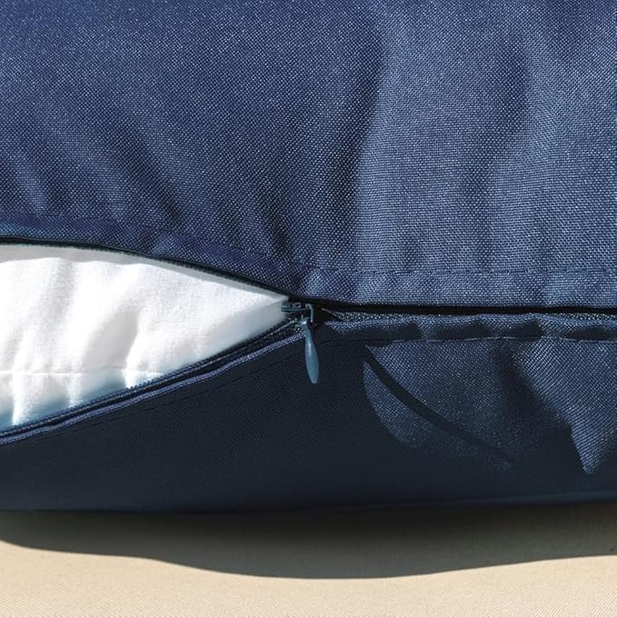 MIULEE Pack of 2 Decorative Outdoor Waterproof Pillow Covers Square Garden Cushion Sham Throw Pillowcase Shell for Patio Tent Couch 20x20 Inch Dark Blue