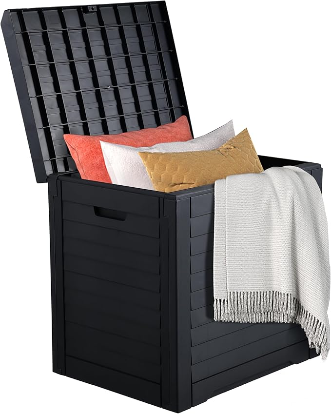 DWVO 120 Gallon Outdoor Storage Deck Box and 31 Gallon Louvered Deck Box for Patio Furniture, Garden Tools and Pool Supplies