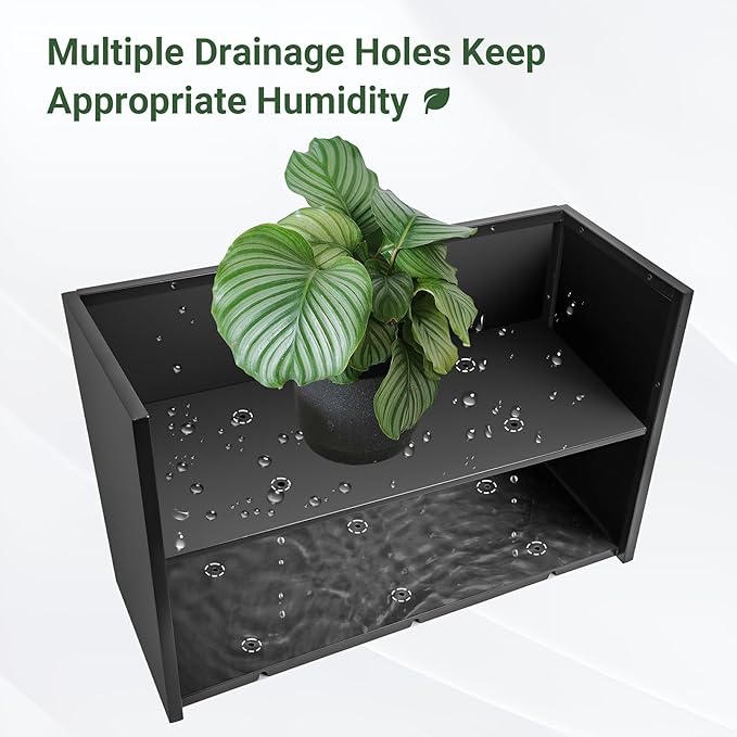 Metal Planter Box 30” x 12” x 16”, Heavy Duty Tall Rectangle Planter Box with with Drainage Holes & Rust-Proof Coating, Modern Outdoor/Indoor Black Planter Box for Porch, Garden, Patio, Yard