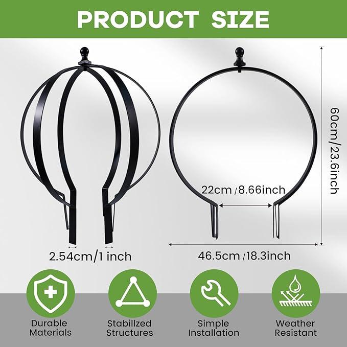 Yohsnor Metal Obelisk Trellis for Outdoor Garden - 18x22 Inches Durable Round Topiary Frame, Easy Assembly & Compact Storage, Perfect for Climbing Plants Decorative Garden Accent