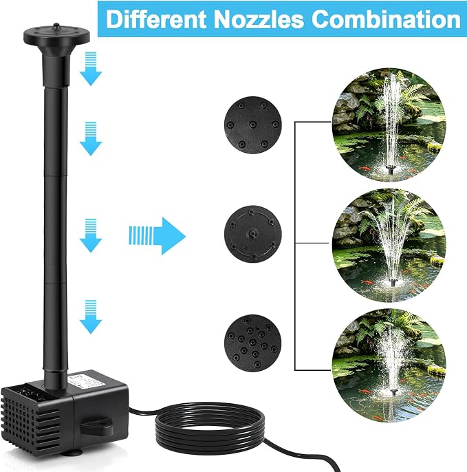 DDcafor Solar Water Fountain Pump 12W Solar Water Pump for Fountain Solar Powered Bird Bath Water Fountain with 6 Nozzles Solar Fountain for Small Pond,Fish Tank,Outdoor Garden Water Feature