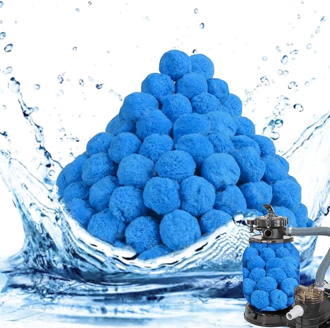 3.1 LBS Blue Pool Filter Balls for Sand Filter, New Efficient Pool Filter Media Balls for Swimming Pool Sand Pump, Eco-Friendly Filter Balls Equals 110 lbs Pool Filter Sand for All Sand Filter System