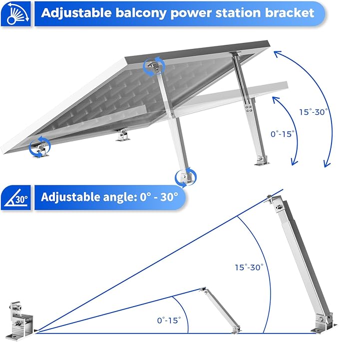 1 Set Adjustable Solar Panel Tilt Mount Brackets Aluminum Alloy Mounting Bracket Stand Systems Support 50W 70W 100W 150W 200W 300W 400W Panels for Roof/Boat/Flat Surface