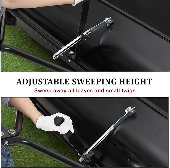 PeakPursuit 48'' Tow Behind Lawn Sweeper,Pull Behind Lawn Sweeper,with 26 Cu. Ft. Large Capacity Leaf Collector,Adjustable Sweeping Height for Yard, Lawn, Farm