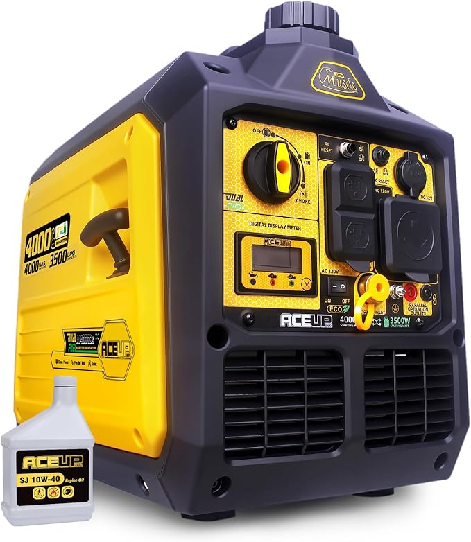 Aceup Energy 4000 Watt Dual Fuel Inverter Generator Portable Quiet 149cc, Gas and Propane Powered for Home, RV-Ready, EPA Compliant
