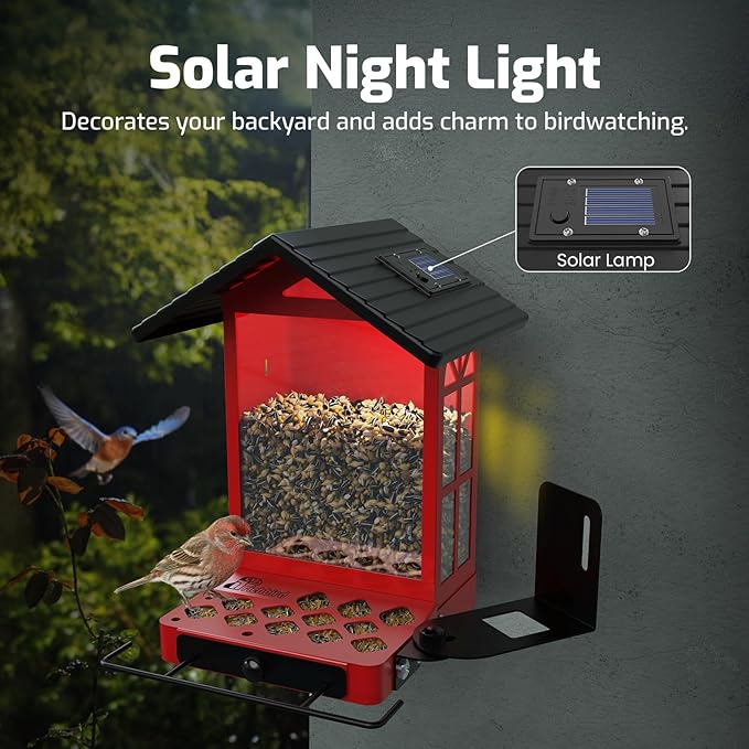 All-Metal Bird Feeder, Wall & Pole Mountable, 2.4L Large Capacity, Chew-Proof & Weather-Resistant Design, Easy to Clean & Fill, Wild Birds Feeder for Backyard & Garden, for Men Women Gift