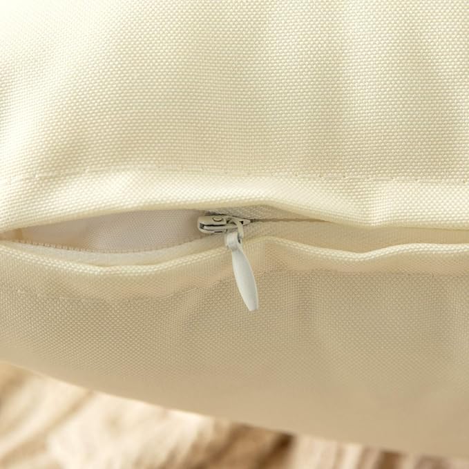 MIULEE Pack of 2 Decorative Outdoor Waterproof Pillow Covers Garden Cushion Sham Throw Pillowcase Summer Shell for Patio Tent Couch 16x16 Inch Beige