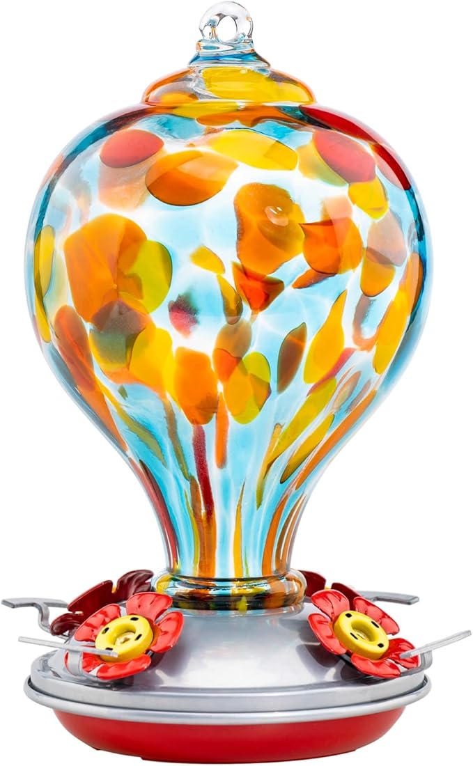 Muse Garden Hummingbird Feeders Blown Glass Hummingbird Feeder, Garden Backyard Decor for Outside, 32OZ, Hawaii Beach | Muse Garden Hummingbird Feeders Blown Glass Hummingbird Feeder, Garden Backyard Decor for Outside, 32OZ, Hawaii Beach