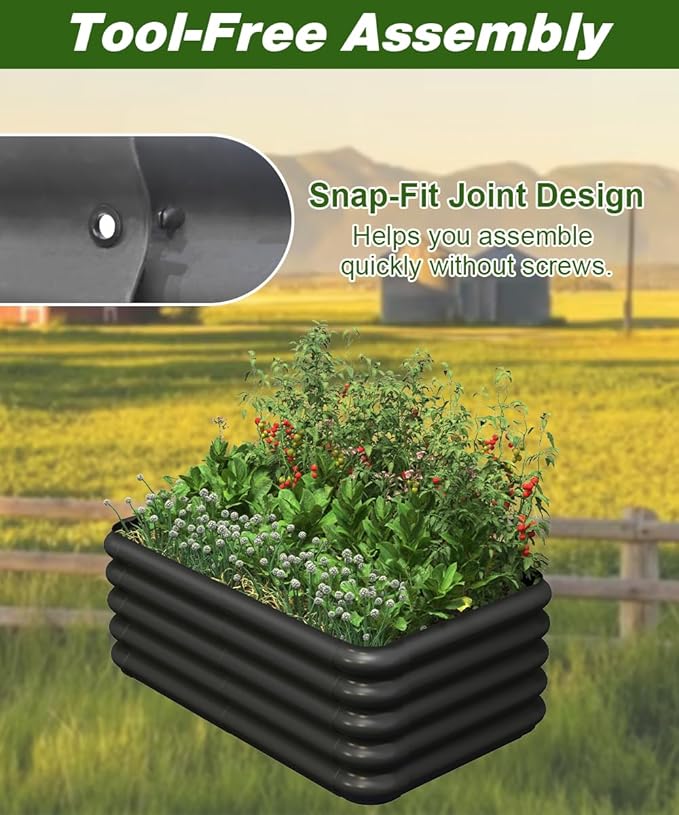 Raised Garden Bed Kit and Lawn Leveling Rake
