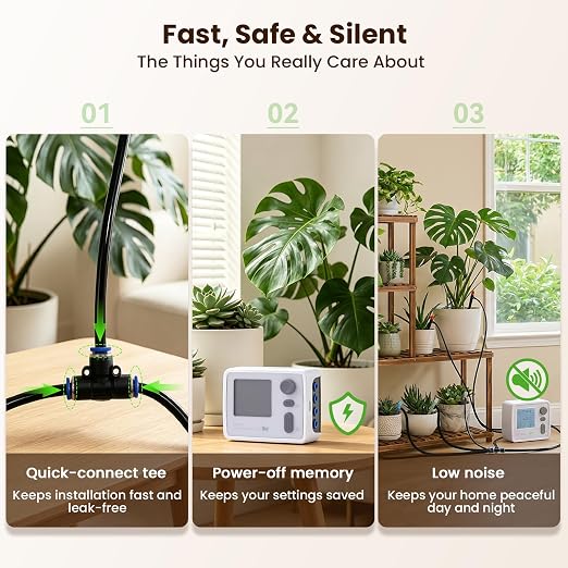 BAOSHISHAN Dual Pump Indoor Plant Watering System for 20 Potted Plants | Dual Zoned Custom Watering, Upgraded 2-in-1 Spray & Drip Emitter, Programmable Leak-Proof Indoor Plant Waterer for Vacation