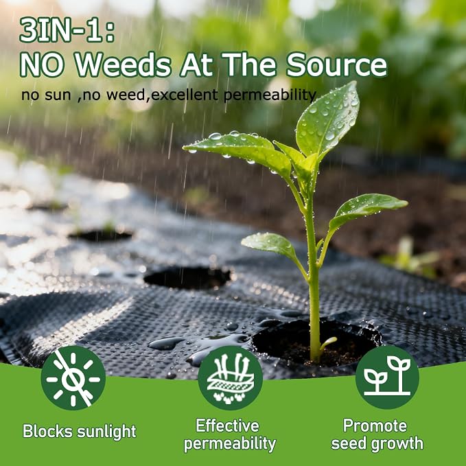 Garden Weed Barrier Landscape Fabric,Weed Block Fabric Heavy Duty 3.2OZ,Woven Mulch for Landscaping Ground Cover Weed Control Fabric, Black Garden Bed Liner