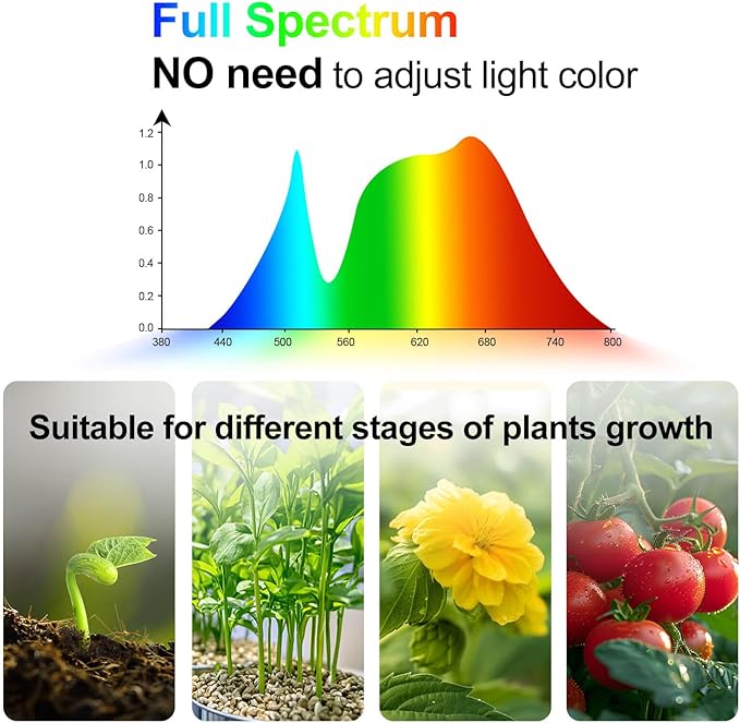 Grow Light with Stand and Timer 4,8,12,16,20 Hr, 36 Watt Standing Tall Plant Light for Bonsai Tree, Seed Starting, 24"-64" Adjustable Tripod Stand Plant Growing Lamps