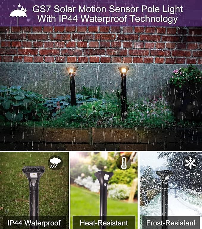 AURAXY Solar Outdoor Lights with Motion Sensor – Waterproof LED Pathway Lights for Yard, Garden, Walkway, Driveway – Auto On/Off, Easy Installation (4 Pack)