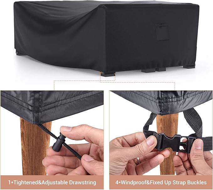 Patio Furniture Set Cover Waterproof, Mrrihand Outdoor Sectional Sofa Set Cover Heavy Duty 600D Table and Chair Set Cover 107" L×81" W×27.9" H