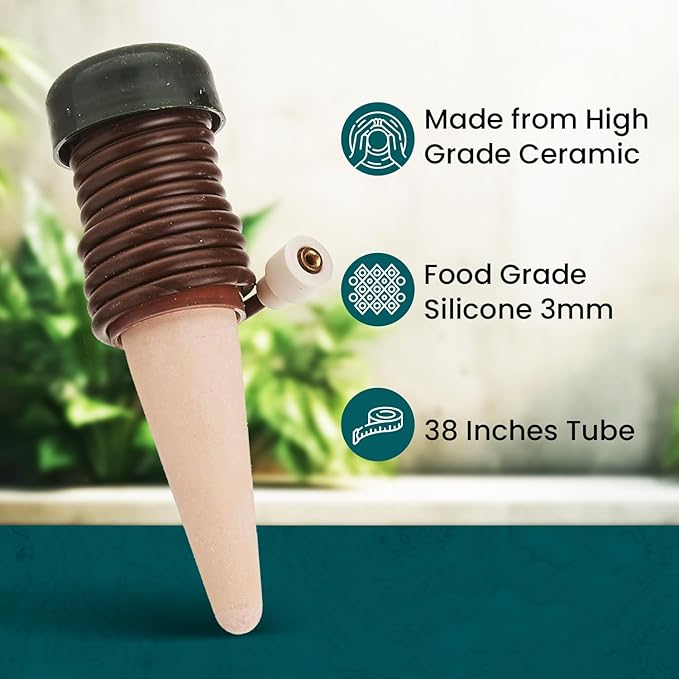 Blumat Classic Self-Watering Stakes - Prevents Overwatering and Underwatering for Healthy Growth While You are Away - Ideal for Indoor Plant Watering, 3 Pack, wo Adapter
