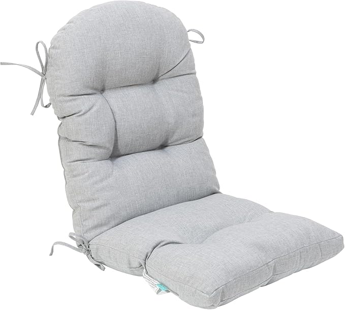 QILLOWAY Outdoor High Back Chair Cushion for Adirondack, All Weather Rocking Chair Cushions Thick Padded Replacement for Patio Furniture,Gray,White